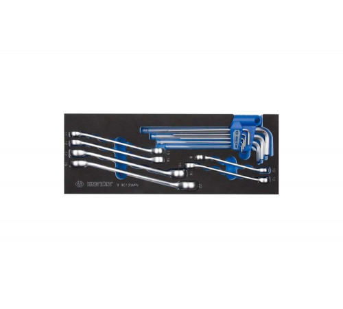 Набор разрезных ключей и шестигранники Г-образные, ложемент, 15 предметов KING TONY 9-90135MRV