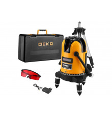 Лазерный самовыравнивающийся уровень DEKO в кейсе LL57 PRO SET 2 PREMIUM со штативом 1 м, 5 линий, красный луч 065-0104-1