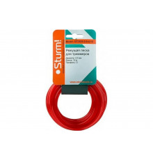 Леска для триммера 2 мм, 15 м, квадрат, красный Sturm GT3535-2.0-4-15