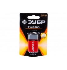 Щелочная батарейка Зубр 9 В, тип 6LR61 крона, Turbo 59219_z01