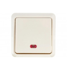 Одноклавишный выключатель IEK ОКТАВА с индикацией, 10А, наружный, кремовый EVO11-K33-10-DC