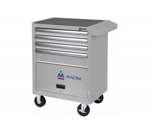 Тележка инструментальная серии «ОПТИМА», 4 полки и отсек, серая, МАСТАК 522-04581MG