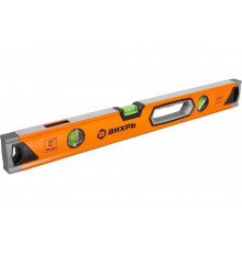 Алюминиевый усиленный уровень Вихрь 600 мм, 3 глазка 1 зеркальный, двухкомпонентные рукоятки 73/11/4/10