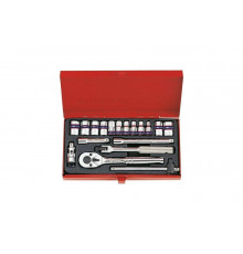 Набор шестигранных торцевых головок с принадлежностями 1/4", 4-12мм, 18шт KING TONY 2519MR