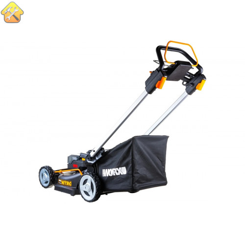 Газонокосилка самоходная WORX NITRO WG749E аккумуляторная 40V 46см, бесщеточная, с двумя АКБ на 4Ач и двойным ЗУ в 2A+2А