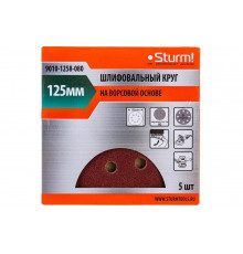 Круг шлифовальный (5 шт; 125 мм; 8 отверстий; P80; липучка) Sturm 9010-1258-080