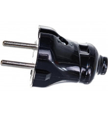 Разборная прямая вилка IEK ВПп20-02-Ст без заземляющего контакта, 6А, черная EVP20-06-01-K02