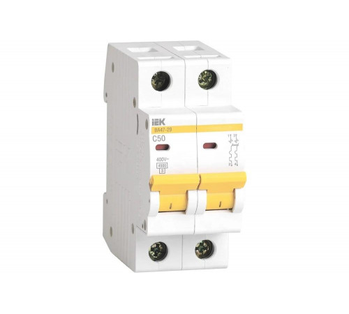 Автоматический модульный выключатель IEK ВА 47-29 2п C 50А 4.5кА ИЭК MVA20-2-050-C 9694548