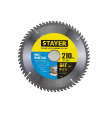 Пильный диск по алюминию STAYER Multi Material 210x32/30 мм, 64Т, супер чистый рез 3685-210-32-64