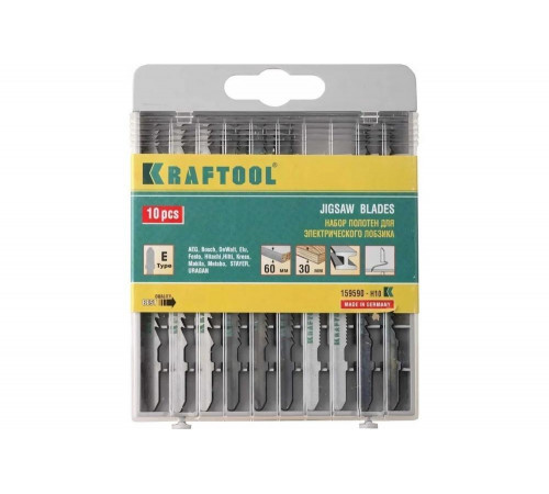Набор полотен по дереву и металлу KRAFTOOL EU-хвост., 10 шт 159590-H10