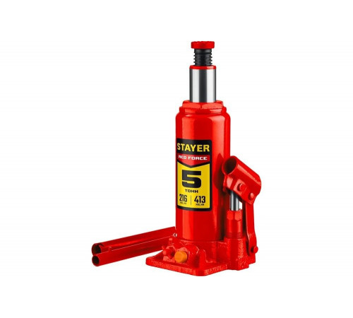 STAYER 5 т, 216-413 мм, домкрат гидравлический бутылочный RedForce 43160-5_z01