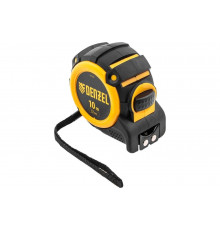 Рулетка Denzel 10 м, 32 мм, автоматическая фиксация, нейлоновое покрытие, магнит. зацеп, двухсторонняя разметка 31525