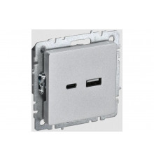 Розетка USB IEK Brite a+c 18вт рю11-1-бра алюминий BR-U22-018-K47