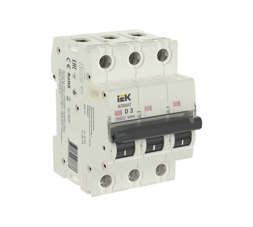 Автоматический выключатель IEK ARMAT M06N 3P D 3А AR-M06N-3-D003