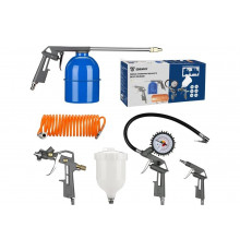 Набор пневмоинструмента DEKO DKSG05, 5 предметов, краскораспылитель с верхним бачком 018-0909