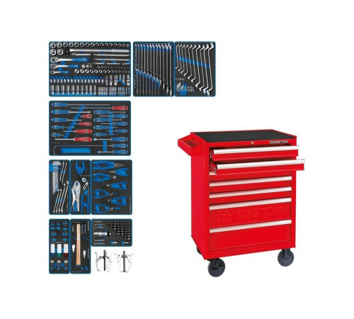 KING TONY 934-251MRV Набор инструментов “DRIVE” в красной тележке, 251 предмет