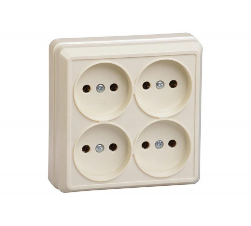 Четырехместная розетка IEK ОКТАВА РС24-2-ОК