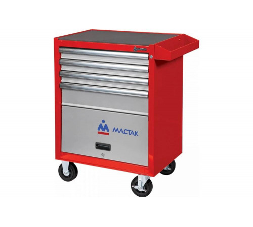 Тележка инструментальная серии «ОПТИМА», 4 полки и отсек, красная, МАСТАК 522-04581MR