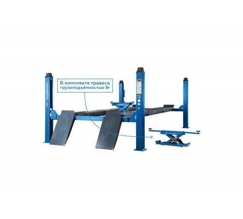 Подъемник NORDBERG 4х-стоечный, 5 т, с траверсой 3 т, 380В для сход-развала, синий 4450