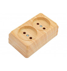 Двухместная розетка IEK РС22-2-ОС, без заземляющего контакта, 10А, открытой установки, ОКТАВА, сосна ERO20-K03-10-DC