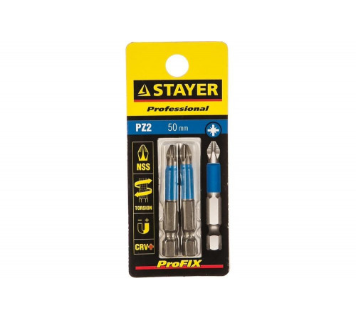 Биты (E 1/4"; PZ 2; 50 мм; 2 шт.) STAYER 26223-2-50-02