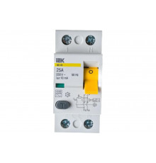 Выключатель дифференциального тока IEK ВД1-63 2п, 25A, 10mA, тип AC, ИЭК MDV10-2-025-010