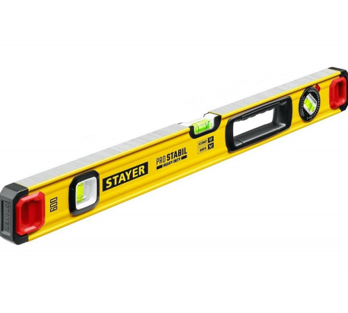STAYER 600 мм, 3 глазка, точность 0.5 мм/м, уровень строительный фрезерованный PRO STABIL 3471-060_z02