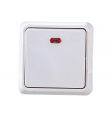 1-клавишный выключатель IEK ОКТАВА белый, с индикатором EVO11-K01-10-DC