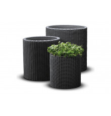 Комплект кашпо Keter CYLINDER PLANTERS S+M+L, графит 230217