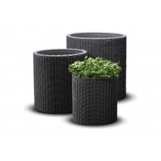 Комплект кашпо Keter CYLINDER PLANTERS S+M+L, графит 230217