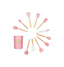 Набор кухонных принадлежностей DEKO Premium DKKW12 силикон/натуральное дерево, c подставкой 041-0198