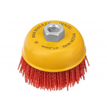 Щетка для УШМ 100 мм, чашка, нейлоновая щетина, М14 Denzel 74469