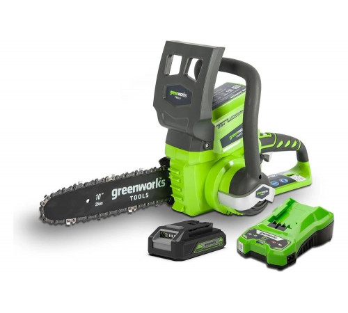 Аккумуляторная цепная пила GreenWorks G24CS25K2 24 В, 2 А*ч 2000007VA
