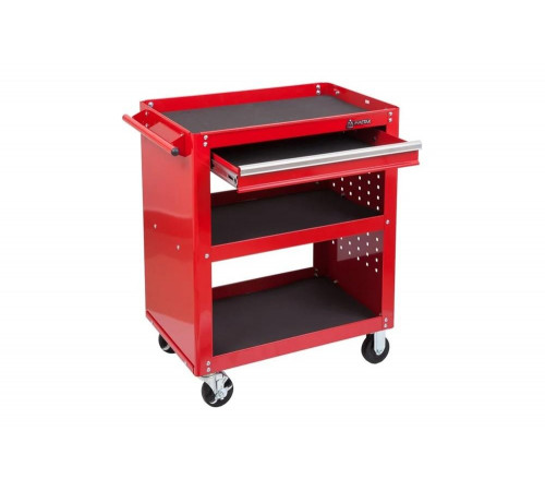 Красная открытая тележка (3 полки и ящик) МАСТАК 520-01580