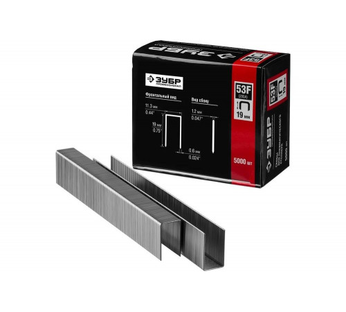 ЗУБР скобы тип 53F, 19 мм, скобы особотвердые 31950-19 Профессионал