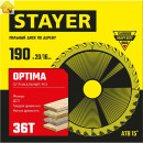 STAYER OPTIMA 190 x 20/16мм 36Т, диск пильный по дереву, оптимальный рез