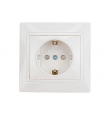Розетка IEK KVARTA 1ая с з/к с з/ш РСш10-3-КРБ 16А PC бел. KV-R14-16-PC-K01