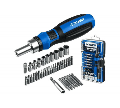 ЗУБР 38 шт., отвертка реверсивная в наборе Компакт-38 25165-H38_z01 Профессионал