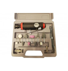 Пневматическая бормашинка KraftWell с набором насадок, в кейсе KRW25PG-T