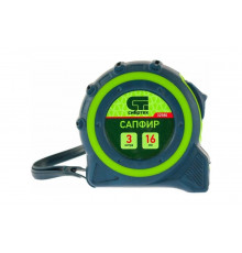 Рулетка, двухкомпонентный корпус, 3 м х 16 мм СИБРТЕХ Сапфир 32580