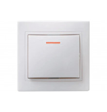 Одноклавишный выключатель IEK КВАРТА в сборе, белый, с индикацией EVK11-K01-10-DM