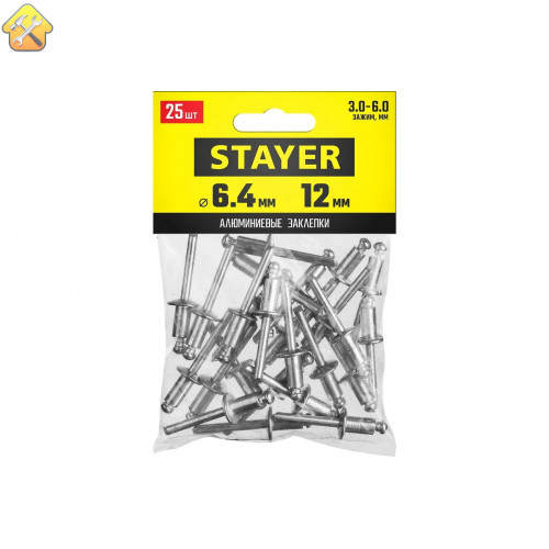 STAYER 6.4 х 12 мм, 25 шт., алюминиевые заклепки Pro-FIX 3120-64-12 Professional