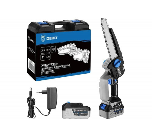 Пила цепная аккумуляторная бесщеточная DEKO DKCHS 20V, 20В, 2x4.0Ач 063-4483