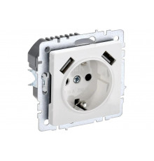 1-местная розетка IEK Brite с заземлением с защитными шторками 16а с usb a+a 5в 2,1а рюш10-1-брб белый BR-R14-16-U21-D21-K01