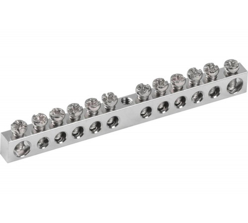 Шина IEK pen "земля-ноль" 6x9мм 12/1 с никелевым покрытием (12групп/крепеж по центру) YNN10-12-100-N