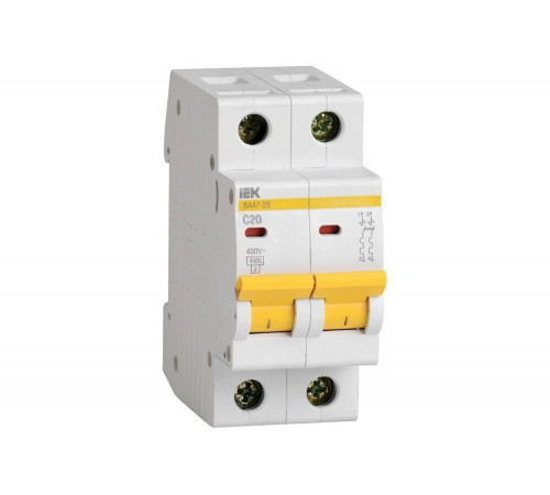 IEK ВА47-29: автоматический выключатель 2п, C, 20А, 4.5кА