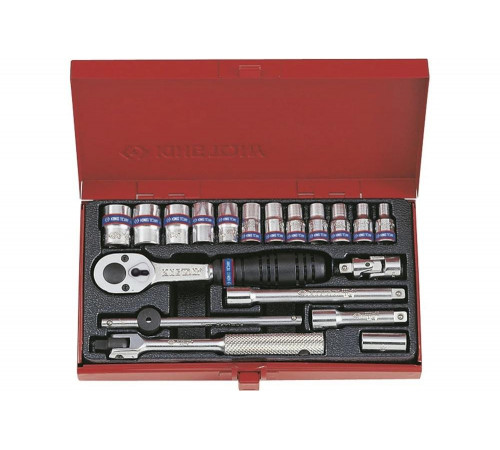 Набор двенадцатигранных торцевых головок с принадлежностями 1/4", 4-13мм, 19шт KING TONY 2021MR