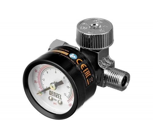 Регулятор давления с манометром для краскораспылителя K1500, 12 бар, 1/4" Denzel 57001
