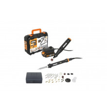Гравировальная машинка WORX WX739.9 + Выжигатель WORX WX744.9, 20 В, 2 Ач, адаптер, ЗУ, кейс WX988