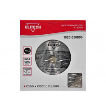Диск пильный по дереву (255х32/30 мм; 2.8 мм; 48Z) Elitech 1820.056800